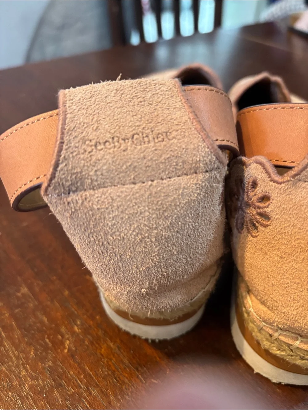 See By Chloe‎ Blush Suede Espadrille Sandals with Ankle Strap